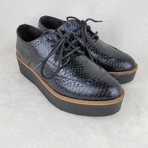 Madden Girl Snakeskin Print Platform Lace Up Shoes